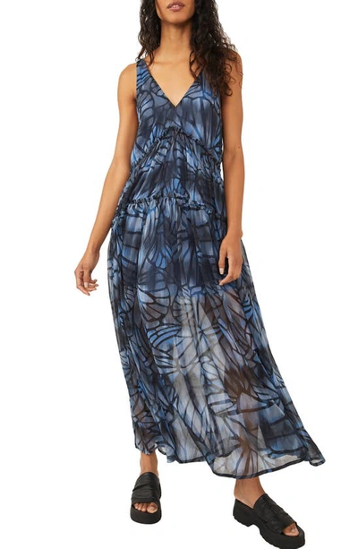 Shop Free People Julianna Floral Maxi Dress In Navy Combo
