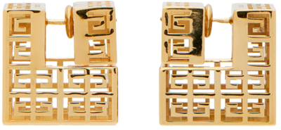 Shop Givenchy Gold Square Monogram Earrings In 710 Golden Yellow
