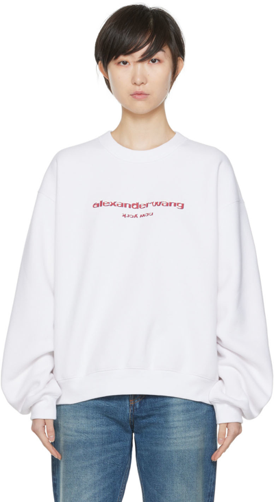 Shop Alexander Wang White Cotton Sweatshirt In White 100