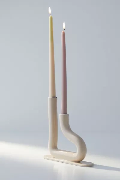 Shop Urban Outfitters Shiloh Taper Candle Holder In Neutral