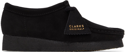 Shop Clarks Originals Black Wallabee Derbys In Black Suede