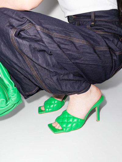 Shop Bottega Veneta 90mm Leather Quilted Sandals In Green