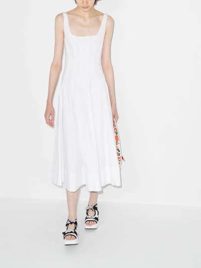 Shop Staud Scoop-neck Sleeveless Dress In White