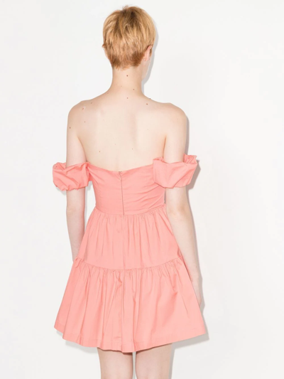 Shop Staud Elio Off-shoulder Minidress In Orange