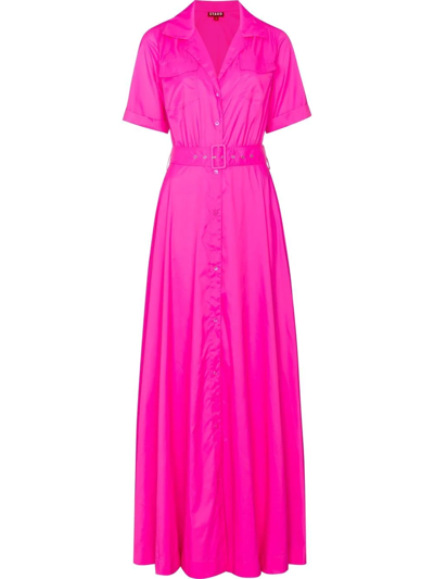 Shop Staud Millie Maxi Shirt Dress In Pink