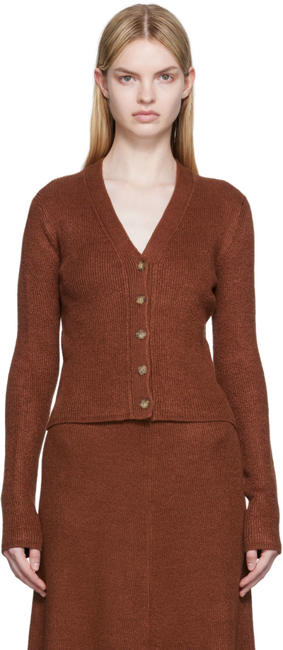 Shop Joseph Burgundy Stitch Cardigan In 0120 Chestnut