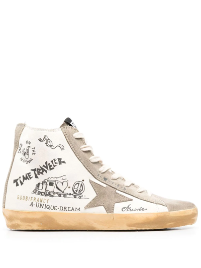 Shop Golden Goose Francy Journey-print High-top Sneakers In Weiss