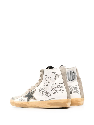 Shop Golden Goose Francy Journey-print High-top Sneakers In Weiss