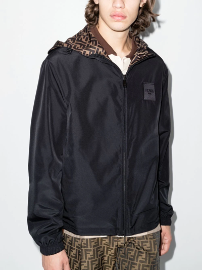 Shop Fendi Ff-motif Reversible Jacket In Braun