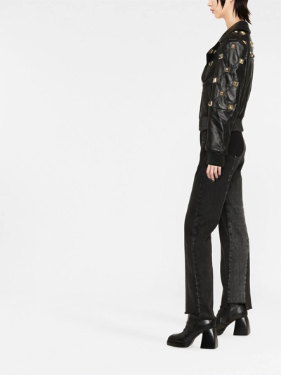 Philipp Plein Studded Leather Bomber Jacket In Black