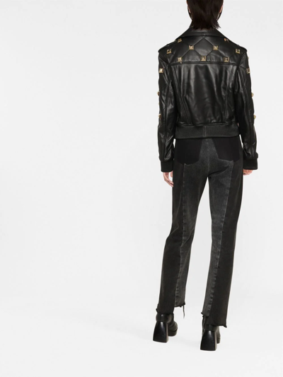 Philipp Plein Studded Leather Bomber Jacket In Black