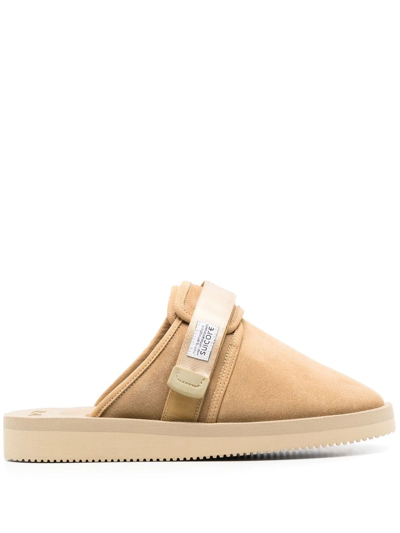 Suicoke Zavo-vs Touch-strap Slippers In Braun