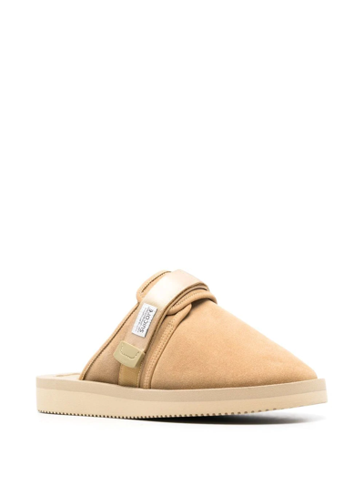 Shop Suicoke Zavo-vs Touch-strap Slippers In Braun