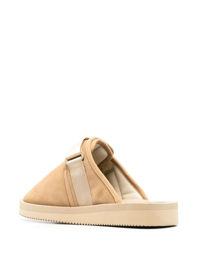 Suicoke Zavo-vs Touch-strap Slippers In Braun