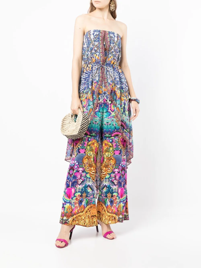 Camilla Strapless Overlay Jumpsuit In Blau