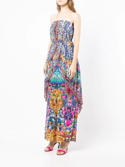 Camilla Strapless Overlay Jumpsuit In Blau
