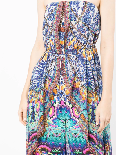 Camilla Strapless Overlay Jumpsuit In Blau