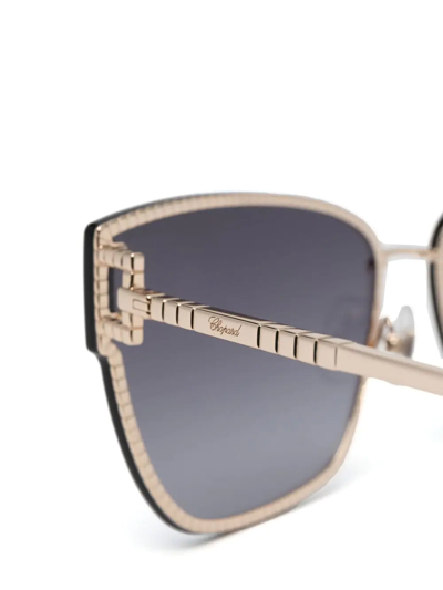 Shop Chopard Eyewear Logo-engraved Cat-eye Sunglasses In Gold