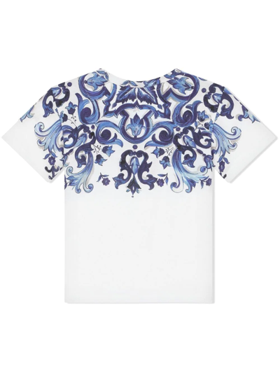 Shop Dolce & Gabbana Majolica-print Cotton T-shirt In White