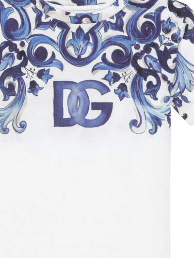 Shop Dolce & Gabbana Majolica-print Cotton T-shirt In White