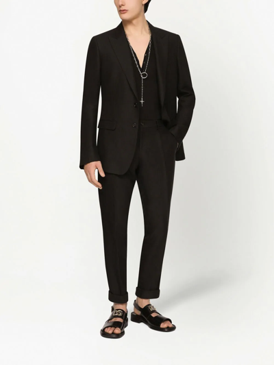 Shop Dolce & Gabbana Taormina-fit Linen Single-breasted Suit In Black