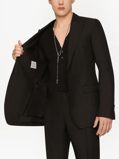 Shop Dolce & Gabbana Taormina-fit Linen Single-breasted Suit In Black