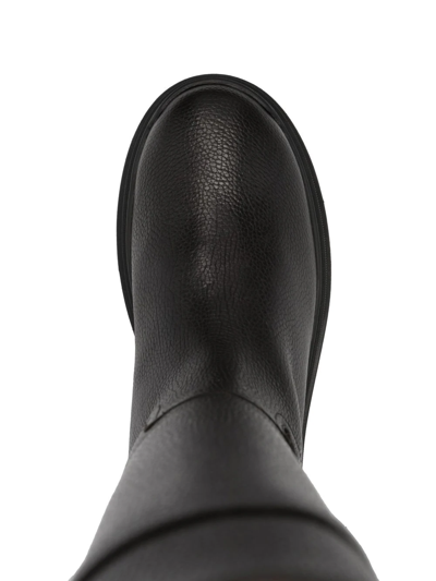 Ferragamo Leather Ryder Boots Buckle Detail In Schwarz