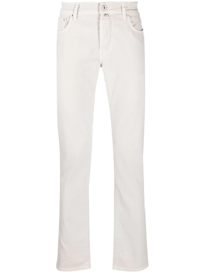 Jacob Cohen Slim-cut Cotton-blend Trousers In Nude