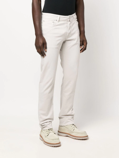 Jacob Cohen Slim-cut Cotton-blend Trousers In Nude