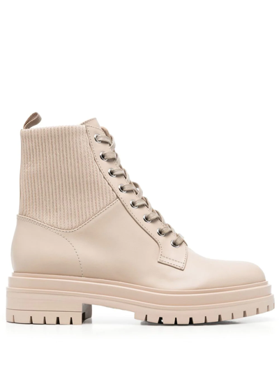 Shop Gianvito Rossi Martis Lace-up Boots In Neutrals