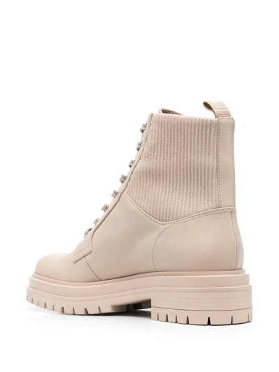 Shop Gianvito Rossi Martis Lace-up Boots In Neutrals