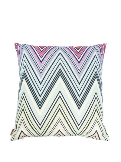 Shop Missoni Zigzag-print Square Cushion In Green