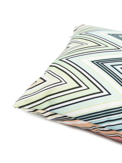 Shop Missoni Zigzag-print Square Cushion In Green