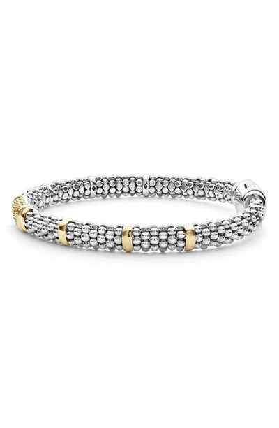 Lagos 18k Yellow Gold & Sterling Silver Signature Caviar Yellow Sapphire Pave Link Bracelet In Silver Gold Yellow Sapphire