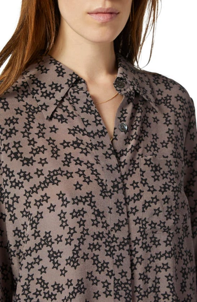 Shop Equipment Scoutt Print Long Sleeve Silk Shirtdress In True Black Multi