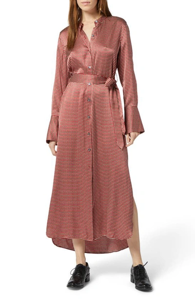 Shop Equipment Connell Long Sleeve Silk Midi Dress In Red Dahlia Multi
