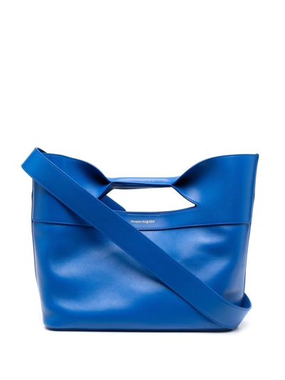 Shop Alexander Mcqueen Bow Small Leather Bag In Blue