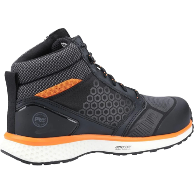 Pre-owned Timberland Pro Timberland Mens Pro Reaxion Mid Synthetic + Textile Safety Trainers Black/orange
