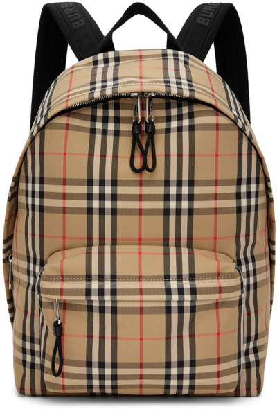 Burberry Beige Vintage Check Backpack In Archive Bei | ModeSens