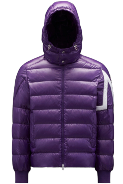 Shop Moncler Purple Corydale Short Down Jacket