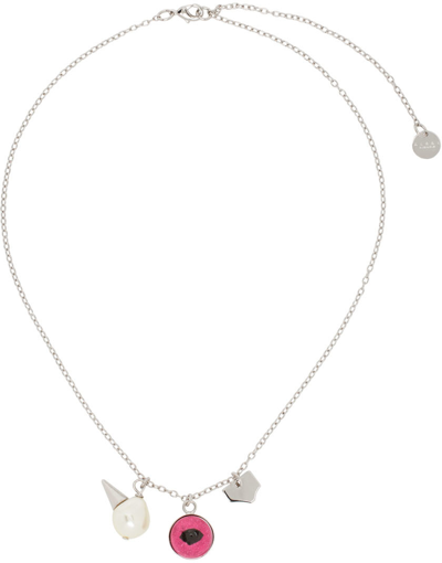 Marni Silver & Pink Eye Necklace In Raspberry | ModeSens