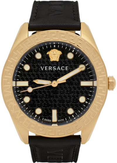 Shop Versace Black Greca Dome Watch