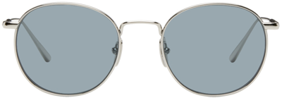 Shop Chimi Silver Steel Round Sunglasses In Blue