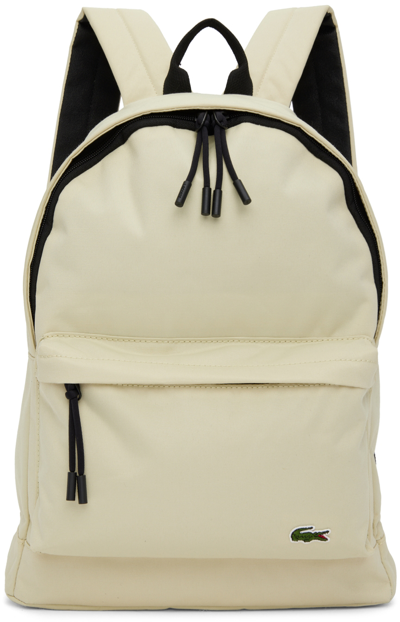 Shop Lacoste Off-white Neocroc Classic Solid Backpack In Copeau