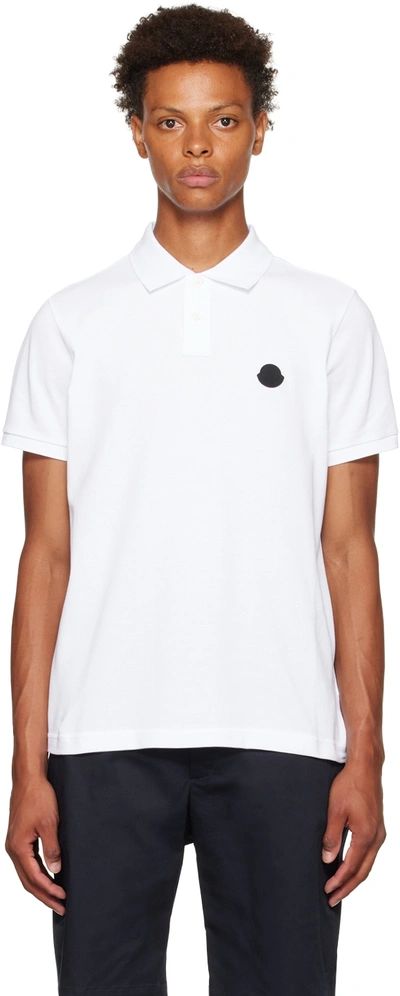 Shop Moncler White Cotton Polo In 001 White
