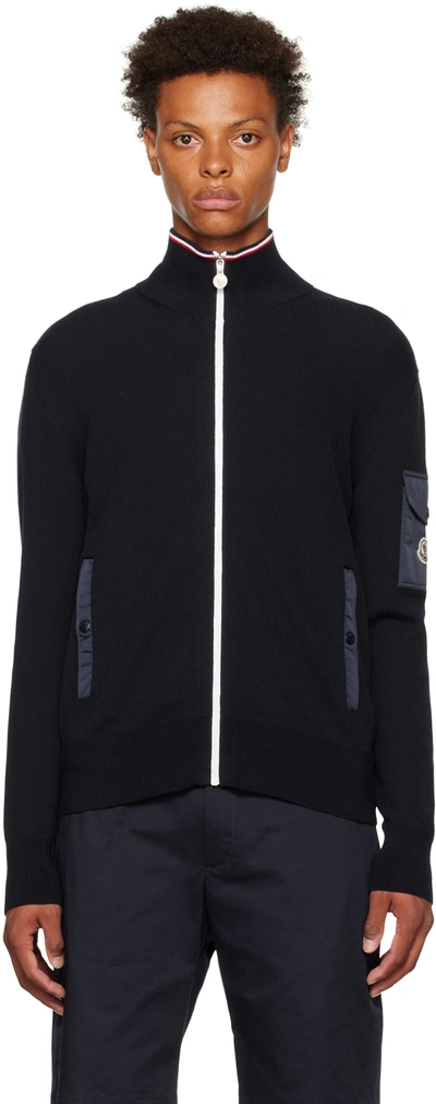 Shop Moncler Navy Zip Sweater In 779 Navy