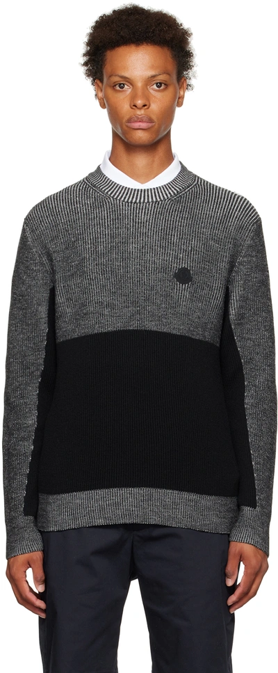 Shop Moncler Gray Rib Sweater In 910 Grey/black