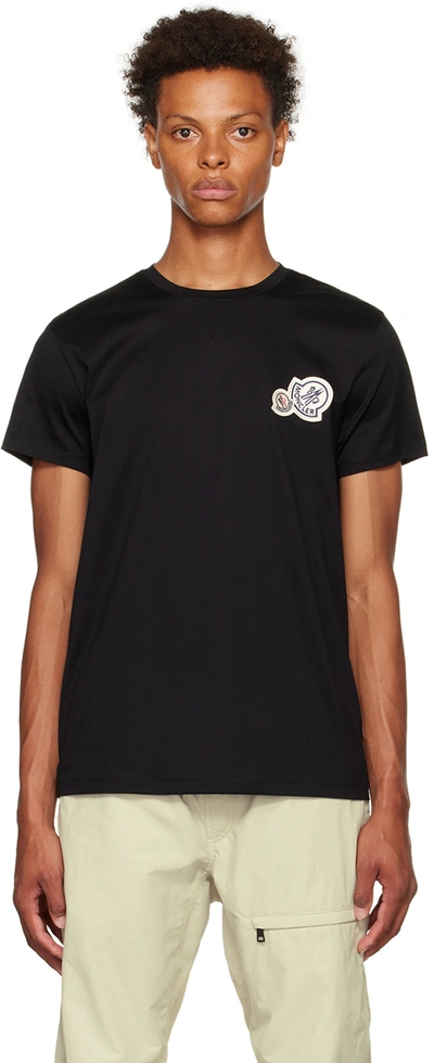 Moncler Double Logo Patch Cotton T-shirt Clothing In 999 Black