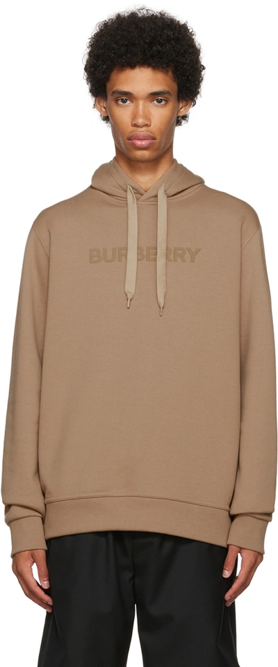 Shop Burberry Tan Cotton Hoodie In Camel