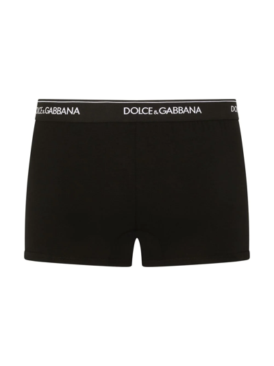 Shop Dolce & Gabbana Two-pack Logo-waist Boxers In Black